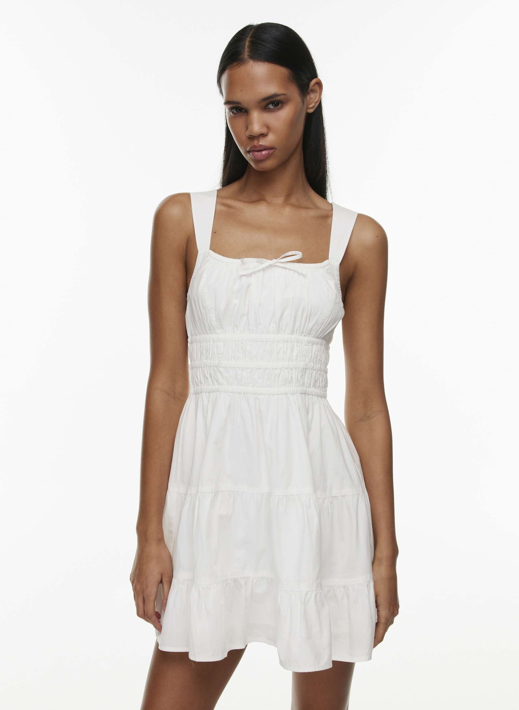 Nautinati Girls White Poplin Cotton Sleeveless Dress