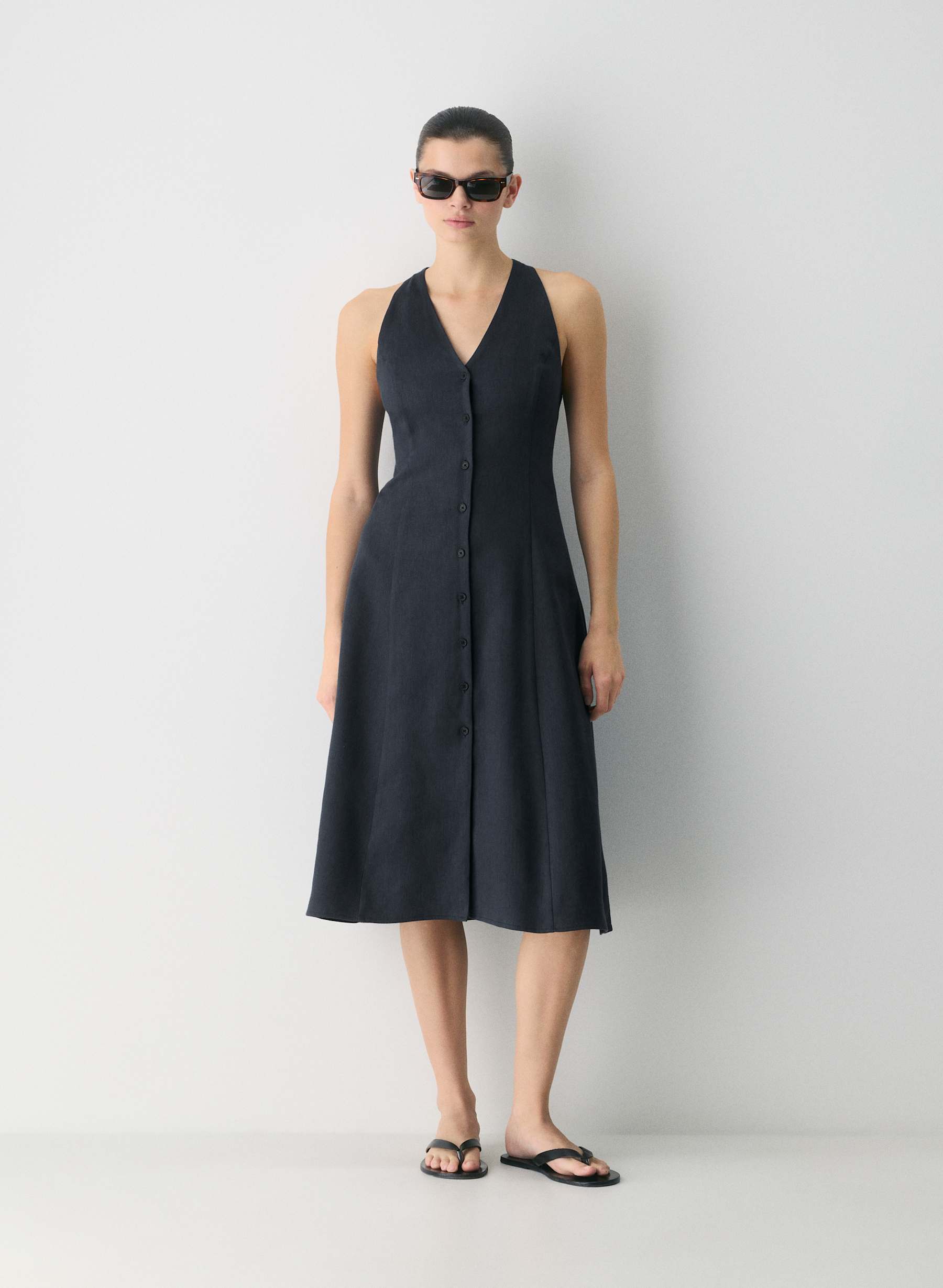 Babaton Ventura Linen Halter Dress — photo 1