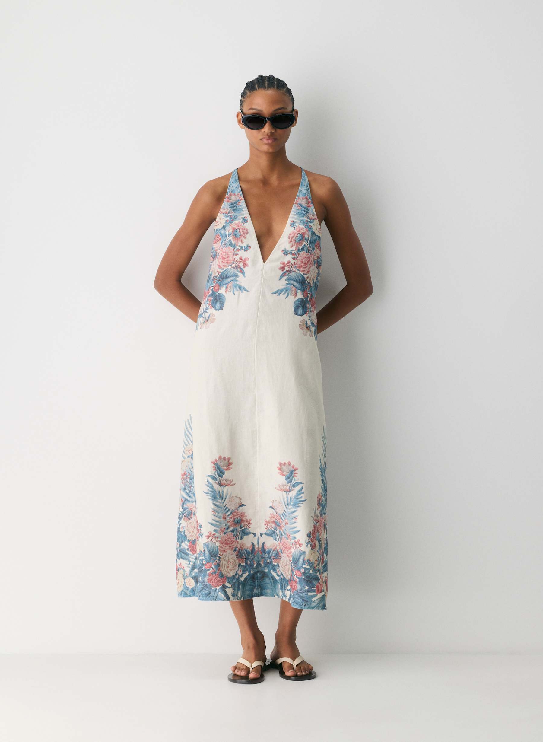 Little Moon Mural Linen Halter Dress — photo 1