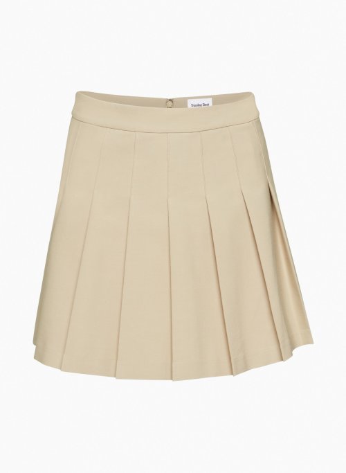 OLIVE MICRO PLEATED SKIRT - High-waisted pleated micro skirt
