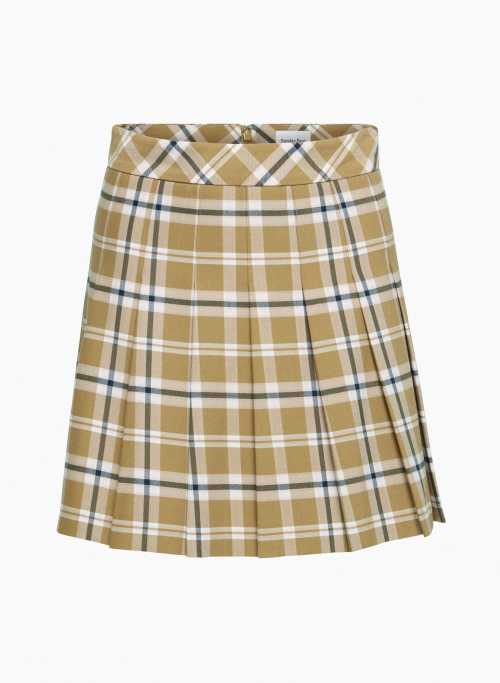 OLIVE MICRO PLEATED SKIRT - Classic pleated micro skirt