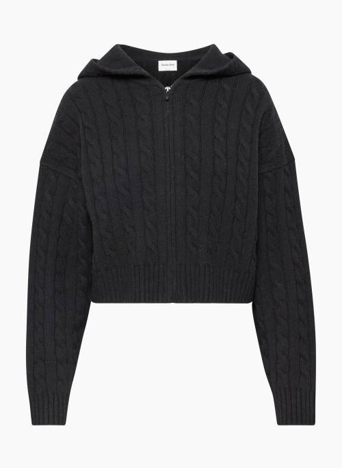 OCTAVIA ZIP HOODIE - Merino wool zip-up cable-knit hoodie