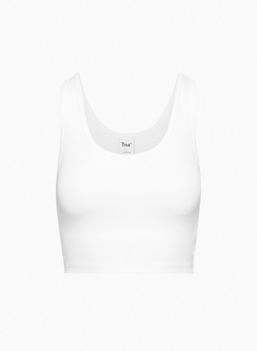 HOMESTRETCH™ SCOOPNECK CROPPED TANK - Cropped ribbed cotton tank top