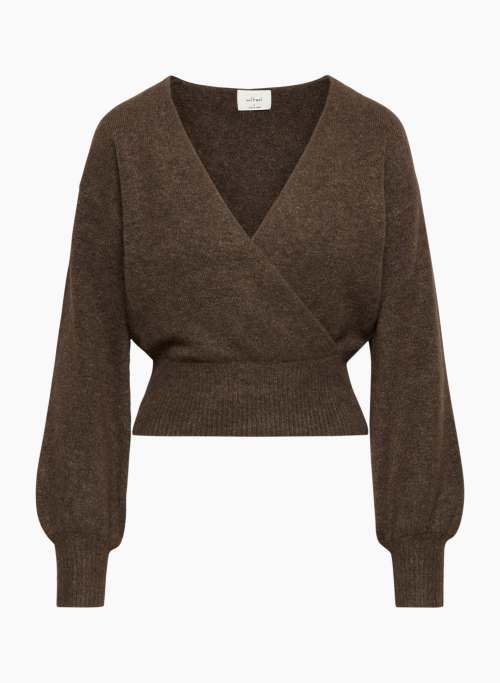 DEAR SWEATER - V-neck wrap sweater with merino wool and cashmere