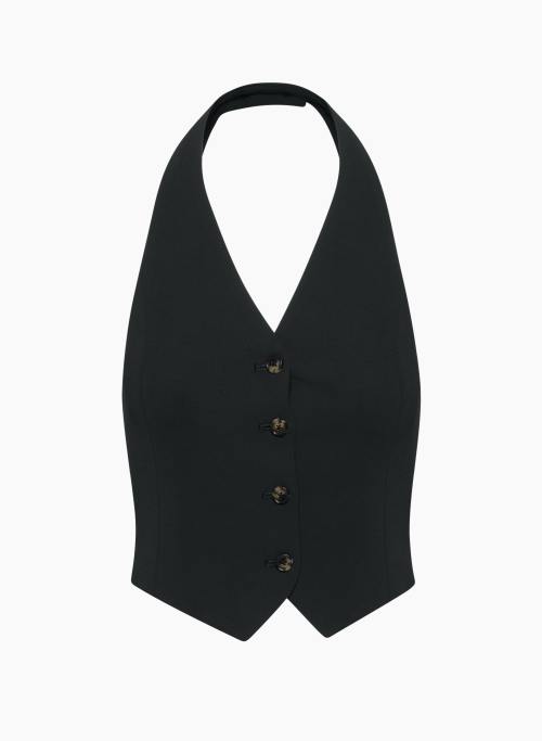 VITO VEST - Slim-fit halter Japanese crepe suit vest