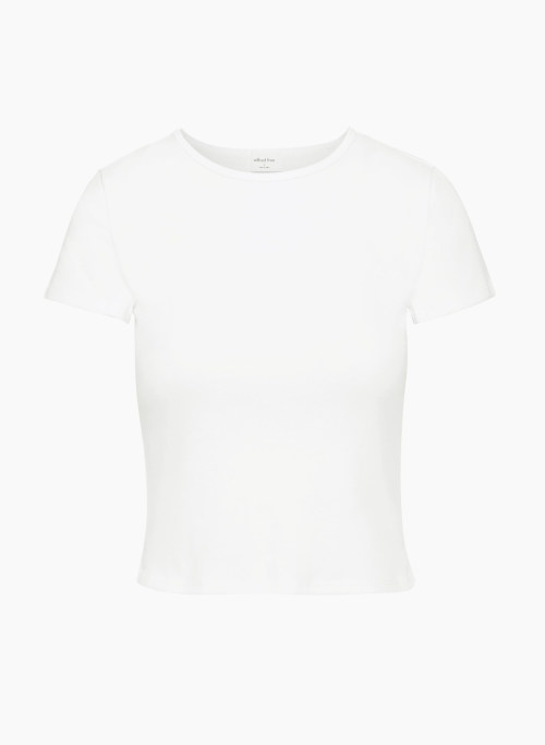 T-SHIRT HALOS - T-shirt décontracté en coton finement côtelé