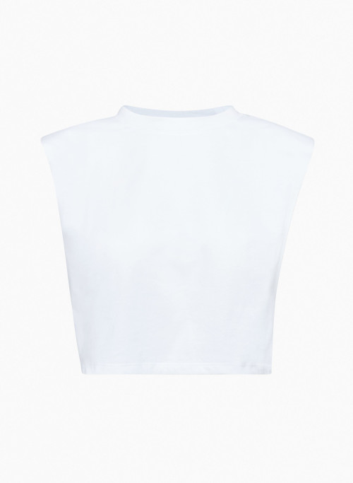 SHOULDER PAD CROPPED TANK - Cropped, crew-neck tank top
