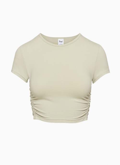 CHILL MALIBU CROPPED T-SHIRT - Stretch cotton jersey ruched cropped t-shirt