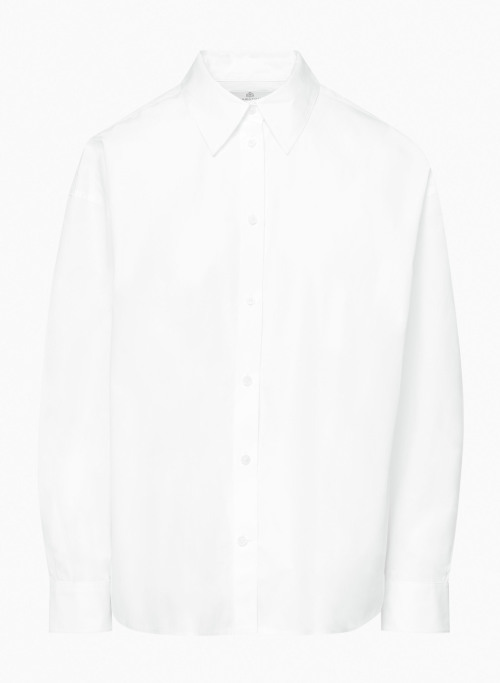 ESSENTIAL POPLIN OVERSIZED SHIRT - Cotton poplin button-up shirt