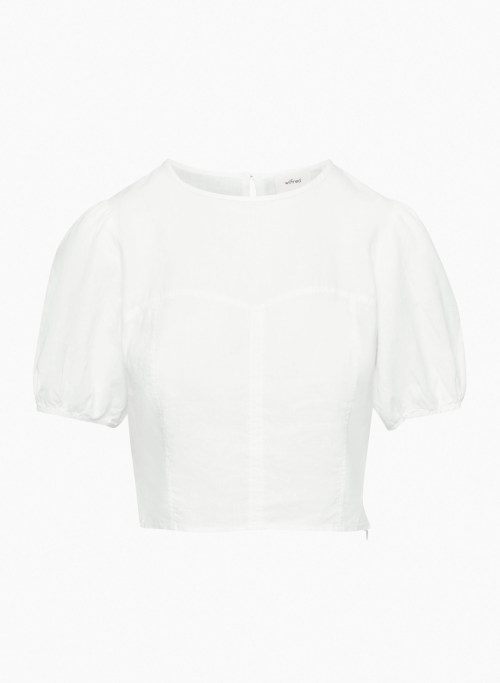 VIE LINEN BLOUSE - Linen puff-sleeve blouse