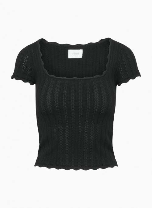 PARCEL TOP - Short-sleeve pointelle sweater