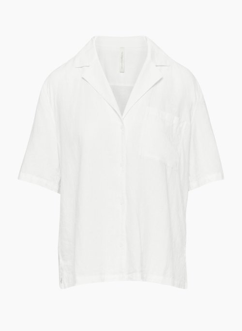 ABODE LINEN SHIRT - Shortsleeve linen button-up blouse