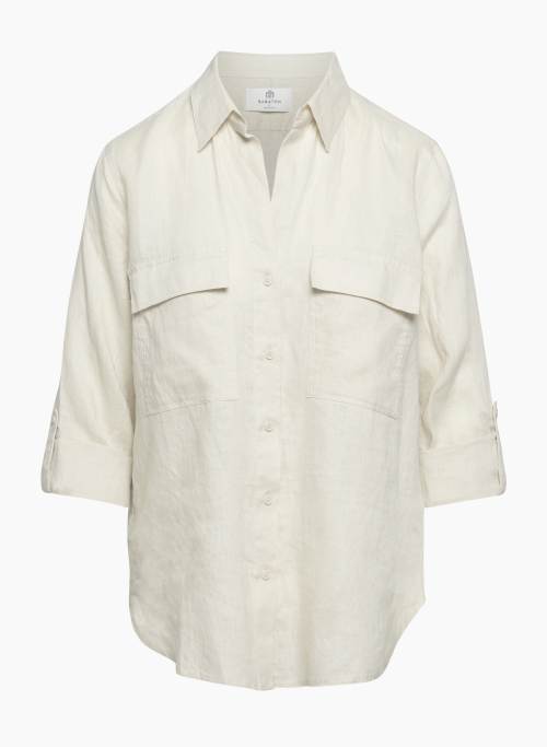 UTILITY LINEN SHIRT - Relaxed utility button-up linen shirt