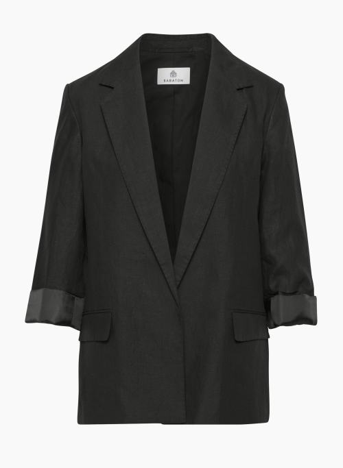 VIRTUOSO LINEN BLAZER - Relaxed open-front linen blazer