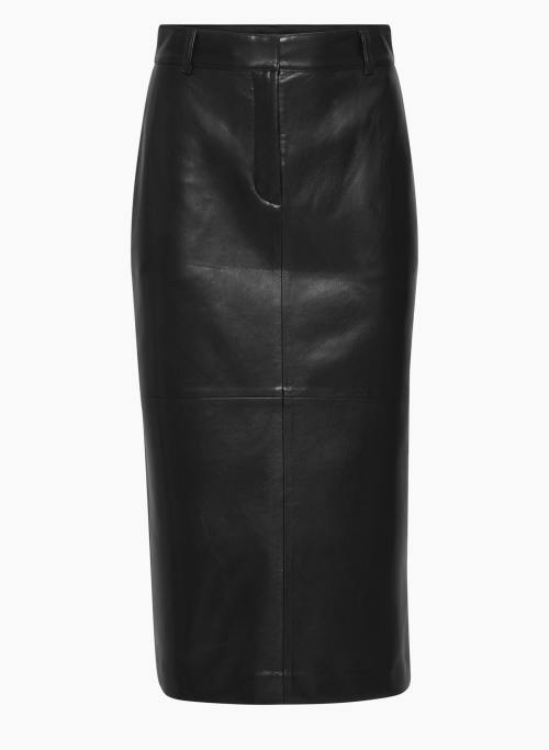 FRAME SKIRT - High-rise Vegan Leather midi skirt