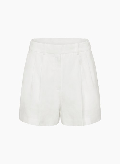 PLEATED LINEN MINI SHORT - High-rise pleated linen shorts