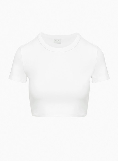 BESTHUG™ LITTLE RIBBED CROPPED T-SHIRT - Fine-ribbed crewneck t-shirt