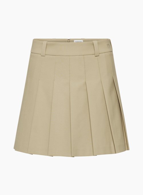OLIVE MINI SKIRT - Pleated high-waisted mini skirt