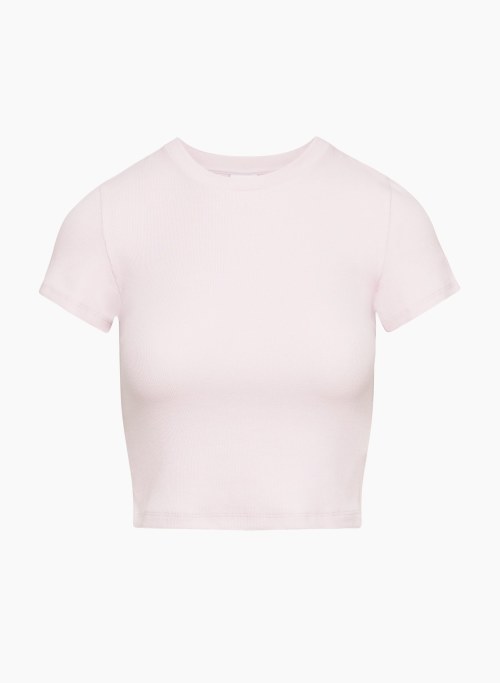 HOMESTRETCH™ CREW WAIST T-SHIRT - Stretchy ribbed cotton crewneck t-shirt