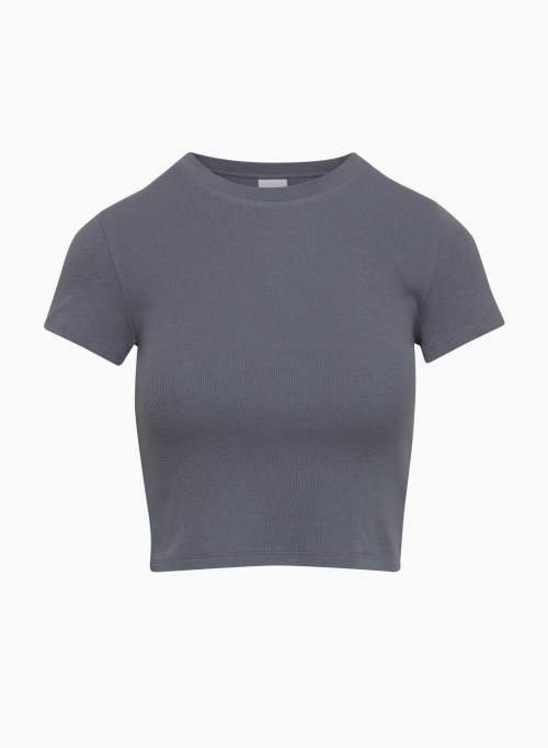 HOMESTRETCH™ CREW WAIST T-SHIRT - Stretch rib cotton crewneck t-shirt