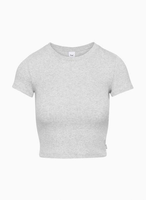 HOMESTRETCH™ CREW WAIST T-SHIRT - Stretchy ribbed cotton crewneck t-shirt