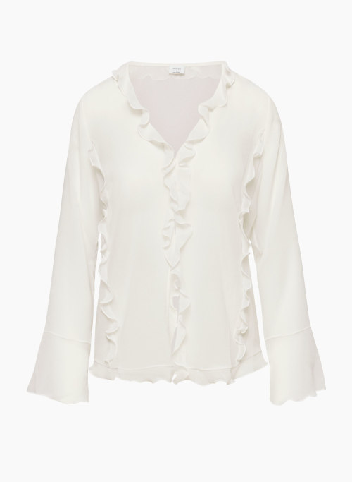 SENSATION BLOUSE - Ruffled longsleeve chiffon blouse