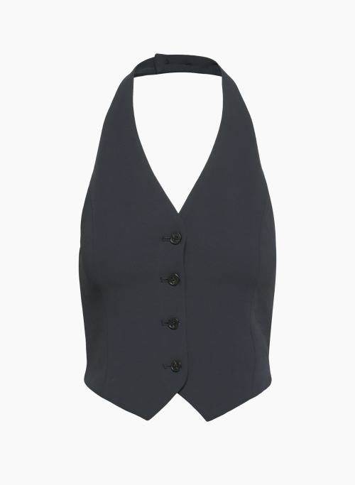 VITO VEST - Slim-fit halter crepe suit vest
