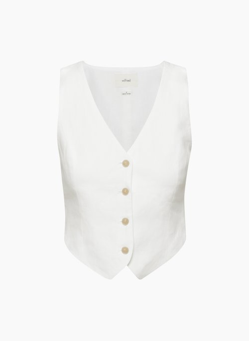 PACINO LINEN VEST - Slim-fit linen button-up suit vest