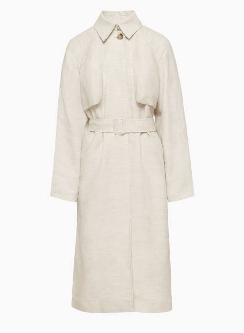 ELEVENTH LINEN TRENCH COAT - Classic linen trench coat with removable belt