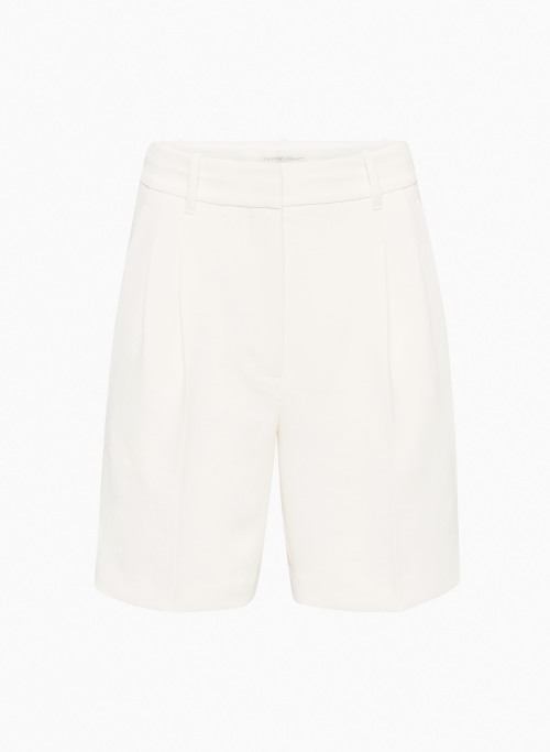 THE EFFORTLESS SHORT™ LONG - Relaxed Japanese crepe high-waisted wide-leg pleated shorts