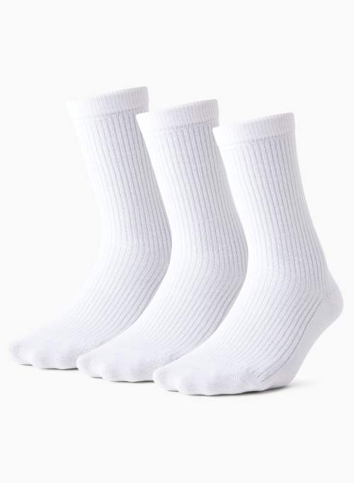 ONLY CREW SOCK 3-PACK - Ribbed organic cotton everyday crew socks, 3-pack