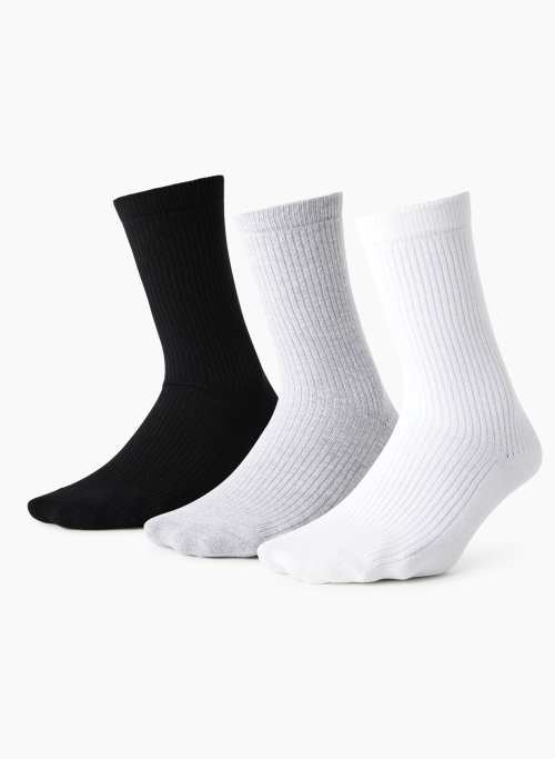 ONLY CREW SOCK 3-PACK - Ribbed organic cotton everyday crew socks, 3-pack