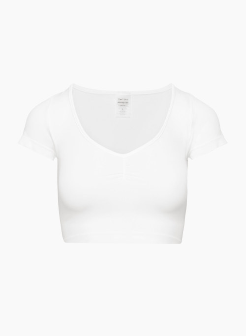 T-SHIRT EN SINCH SMOOTH INSPIRE - T-shirt écourté sans coutures à décolleté en cœur