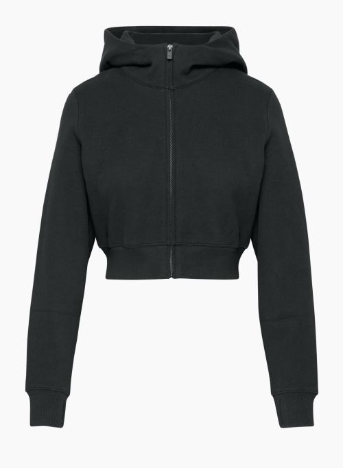 COZY FLEECE PERFECT SHRUNKEN ZIP HOODIE - Perfect-fit shrunken fleece zip hoodie