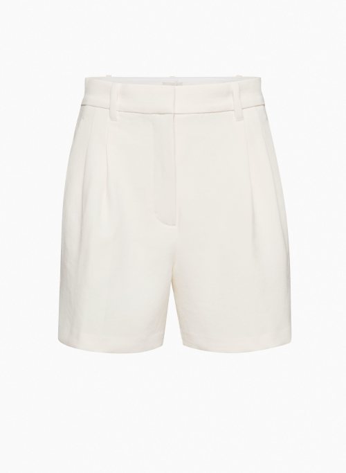 THE EFFORTLESS SHORT™ MID-THIGH - High-waisted wide-leg pleated crepe shorts