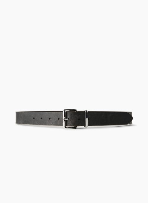 EMBLEM SOLID BRASS LEATHER BELT - Solid brass distressed leather belt