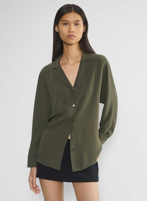 oversized satin button down shirt