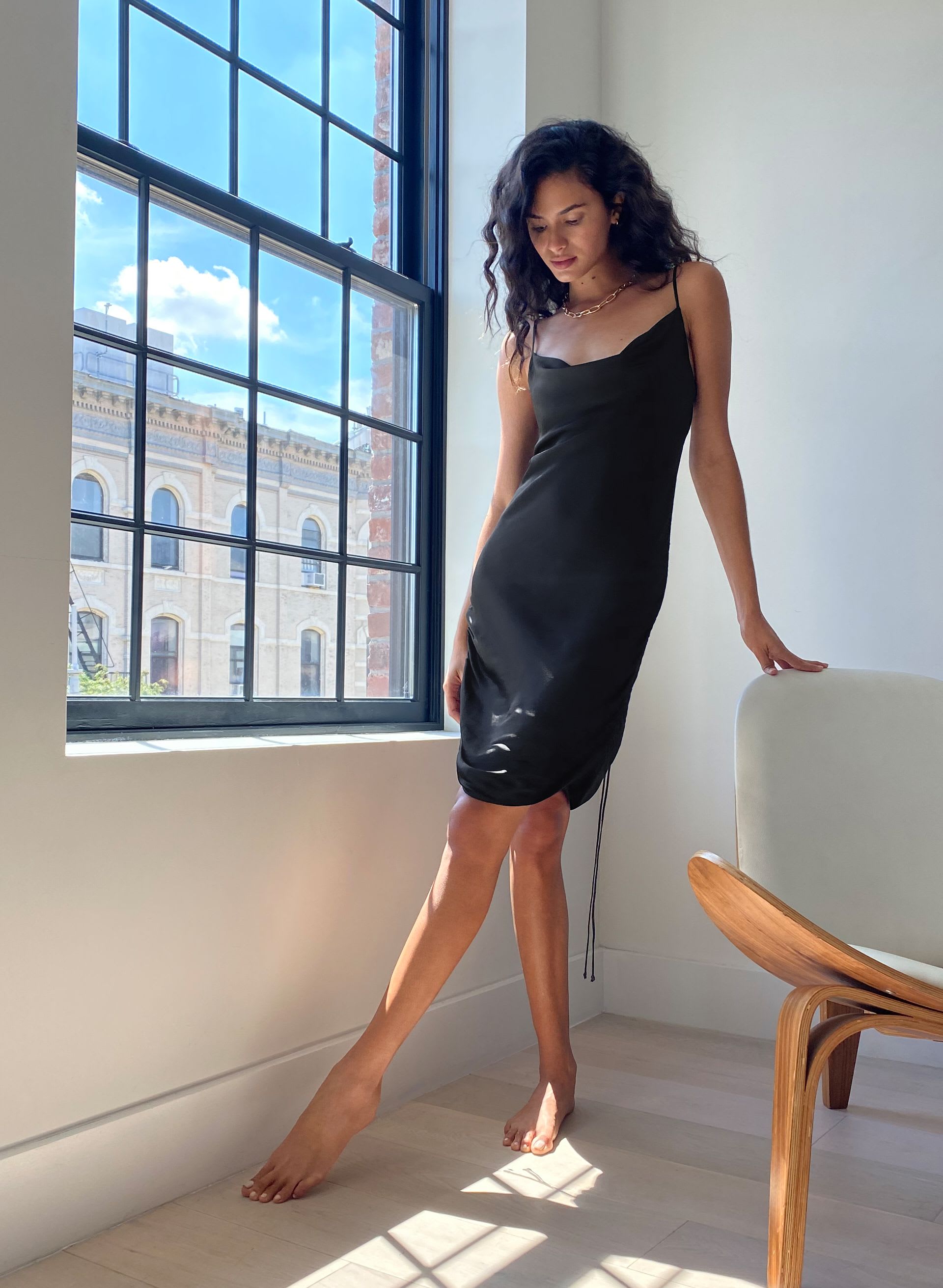 aritzia only ruched dress Only Ruched Slip Dress