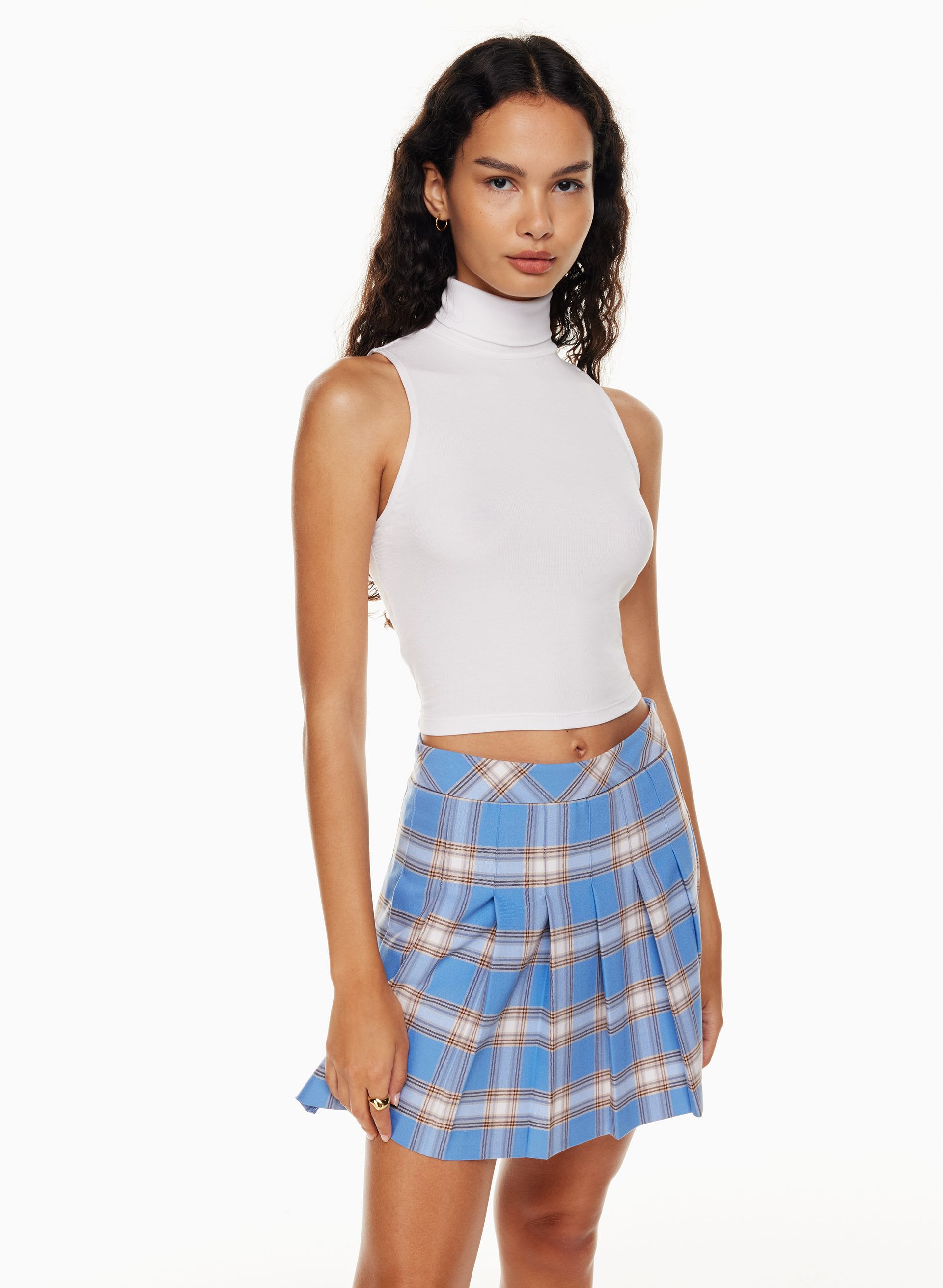 Haut Col Roulé Sans Manches Femme – T-shirt Moulant Stretch, Tailles 36 à 42, Couleur Unie