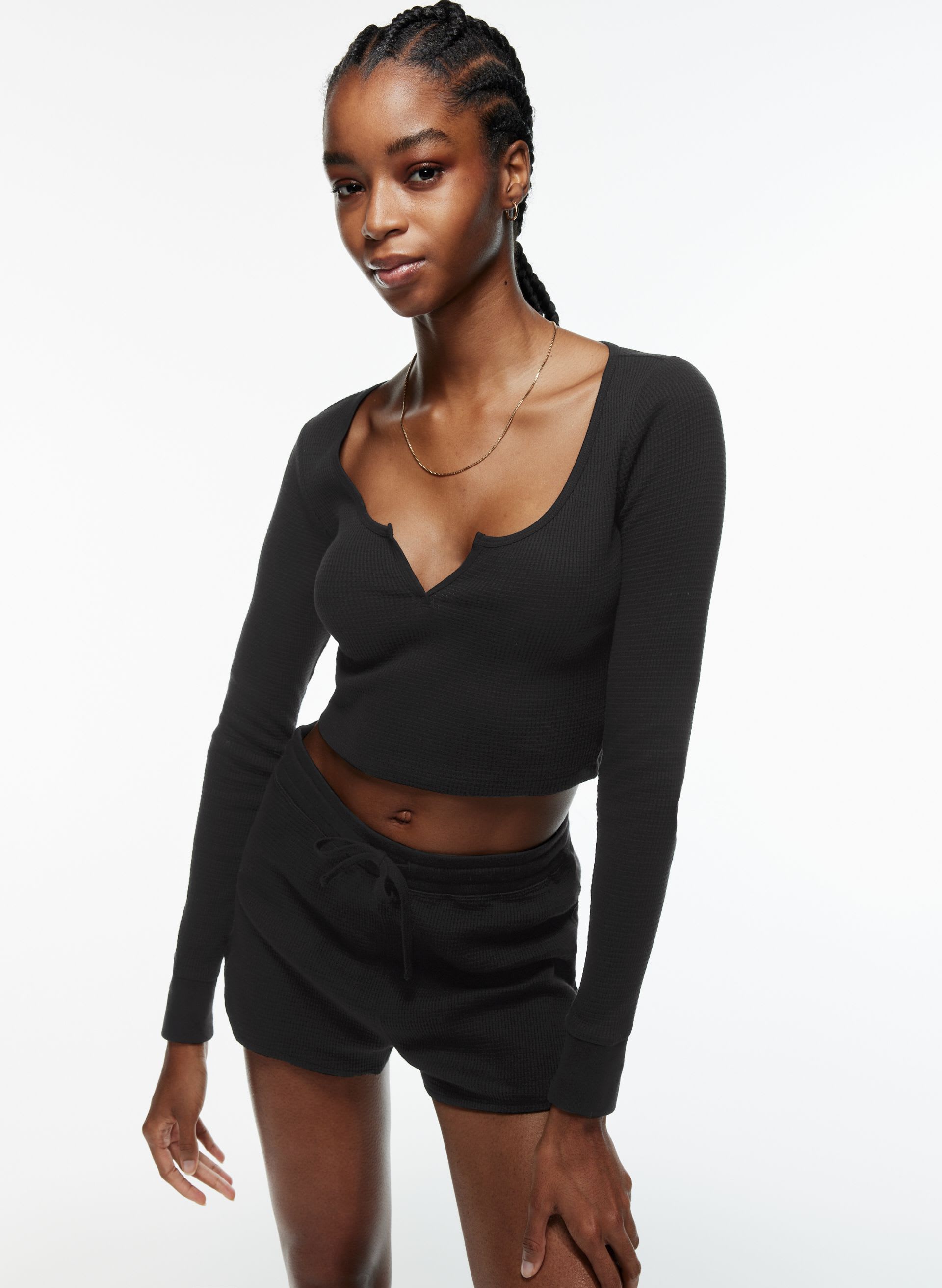 トップス Waffle ribbon tops Waffle Scoopneck Longsleeve | Aritzia US