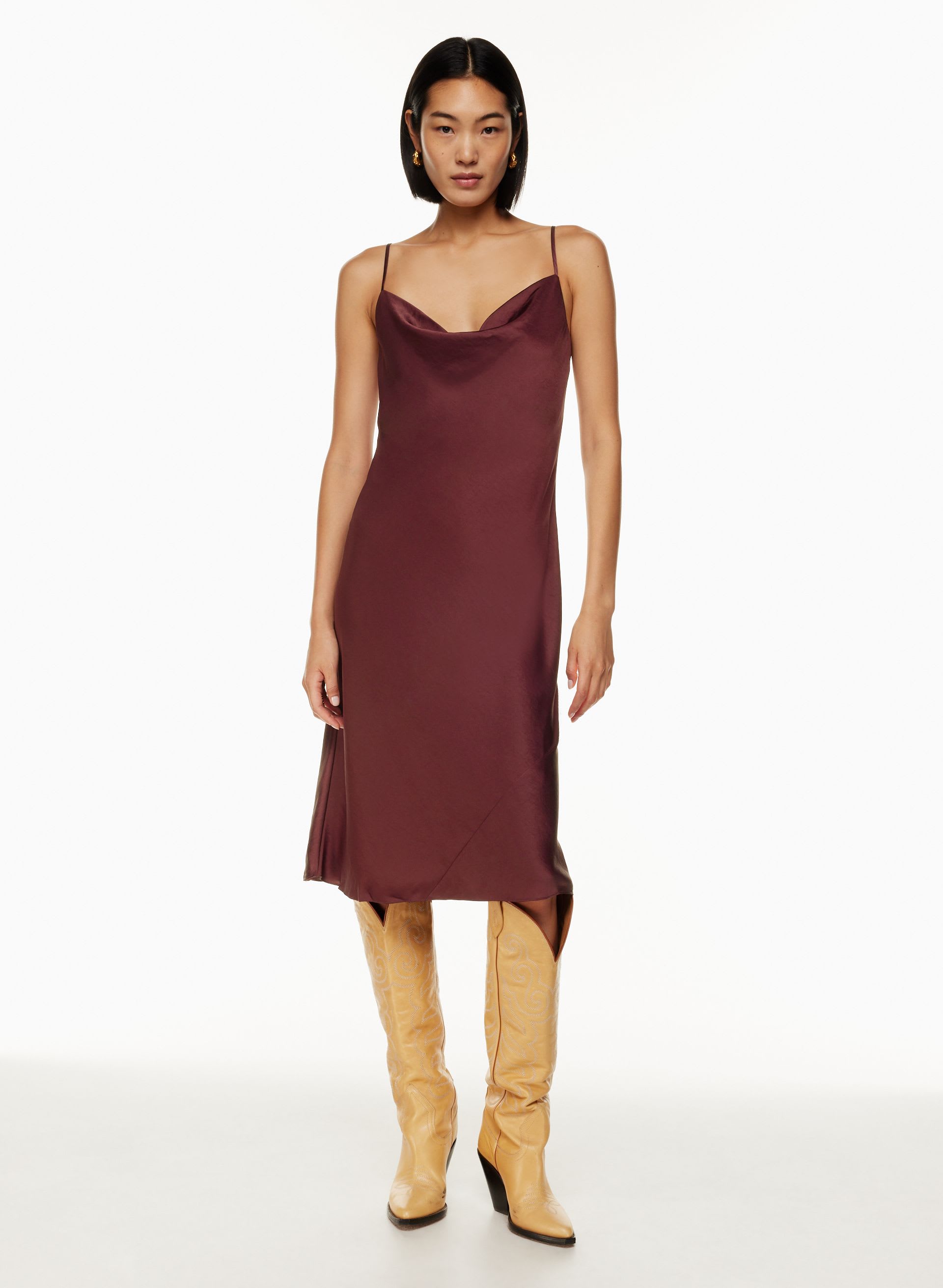 Only Satin Cowlneck Slip Dress