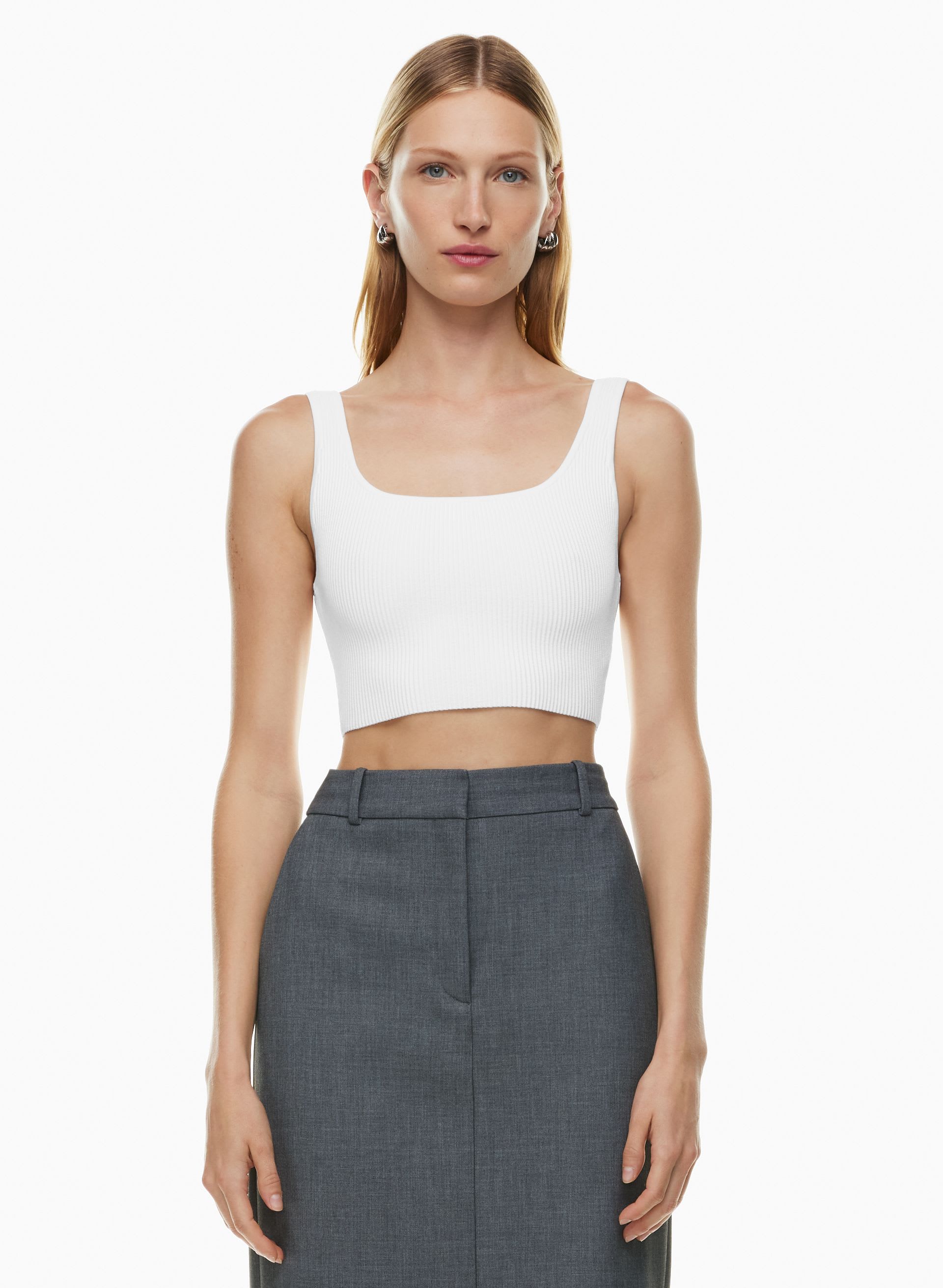 Sculpt Knit Squareneck Cropped Tank | Aritzia US