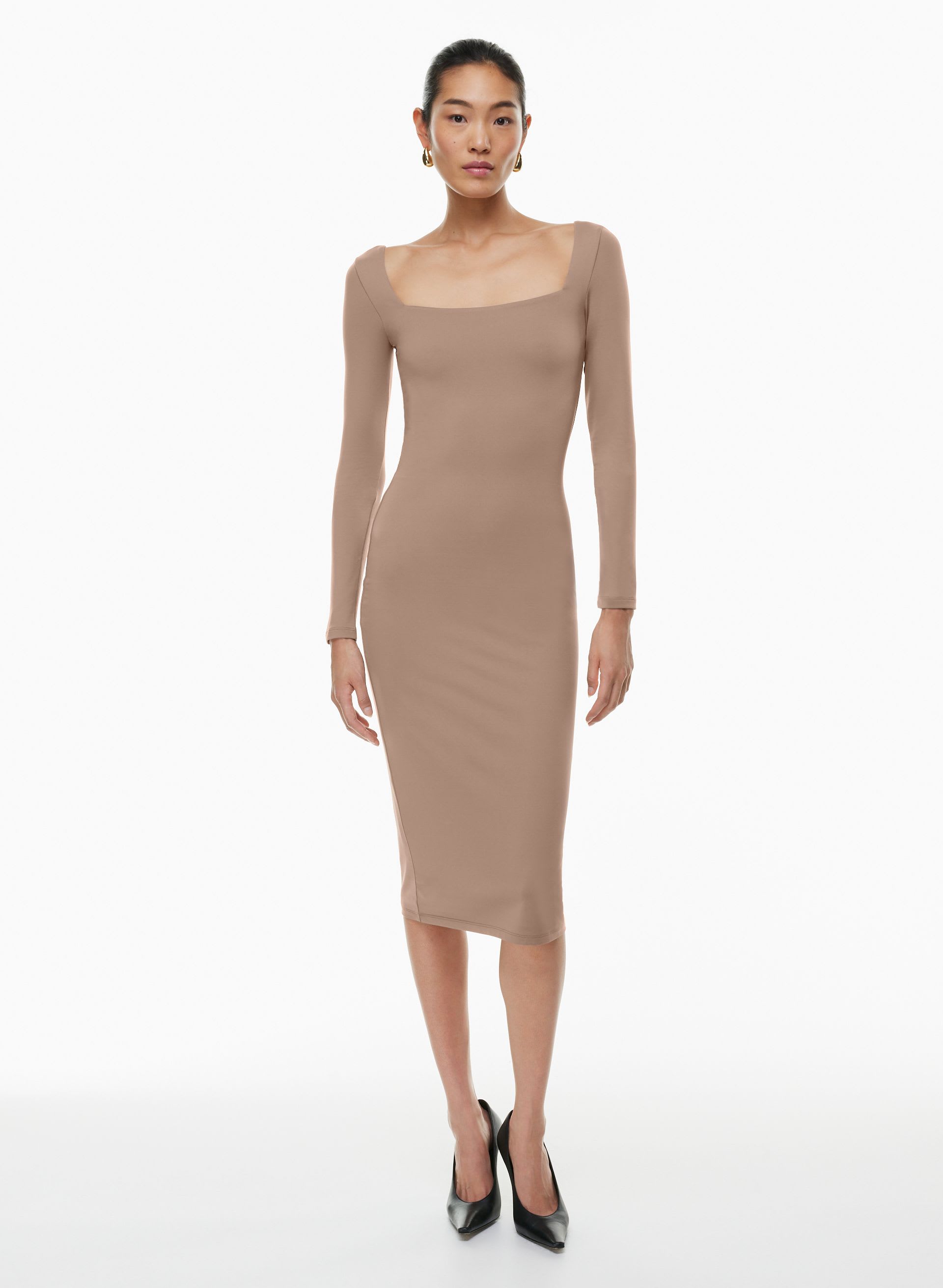Contour Squareneck Longsleeve Midi Dress | Aritzia US