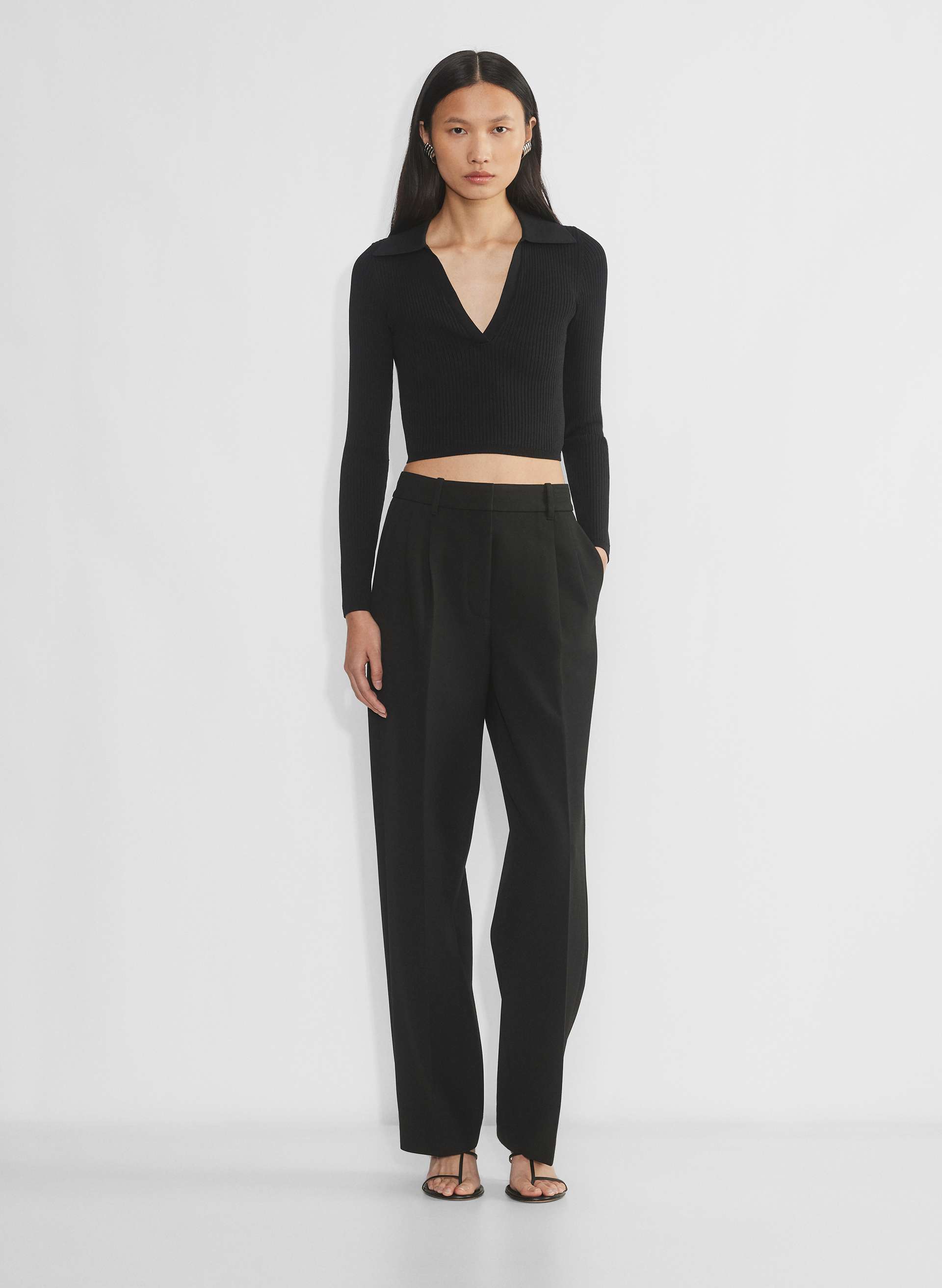 Sculpt Knit Polo Longsleeve | Aritzia US