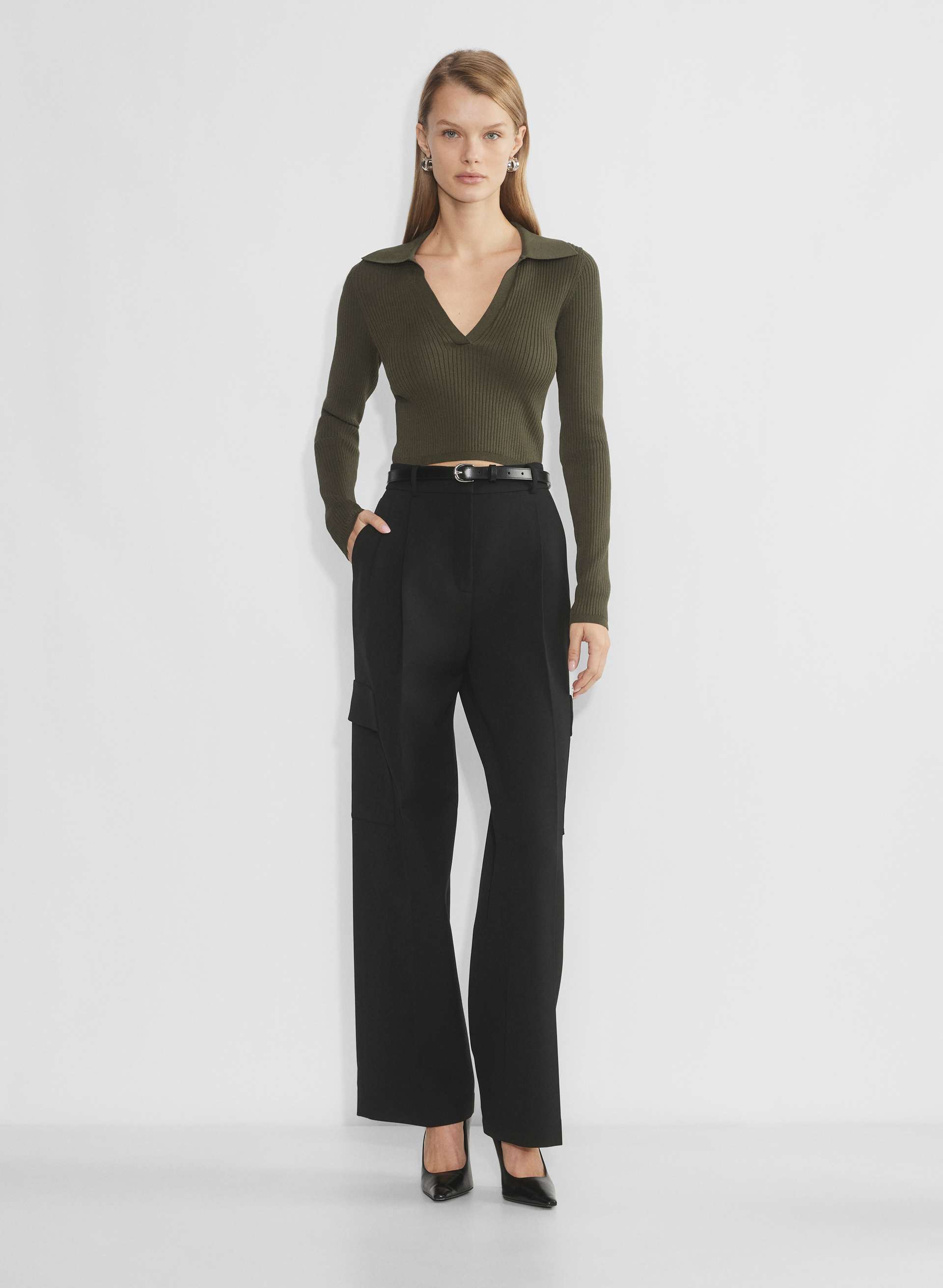 Sculpt Knit Polo Longsleeve | Aritzia US