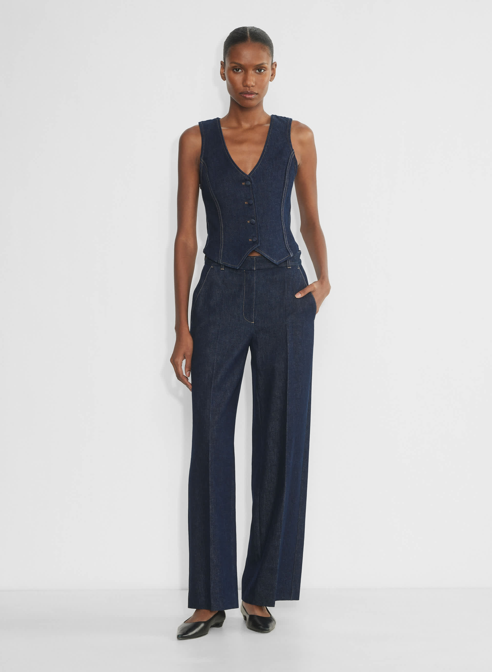 Deniro Denim Vest | Aritzia US