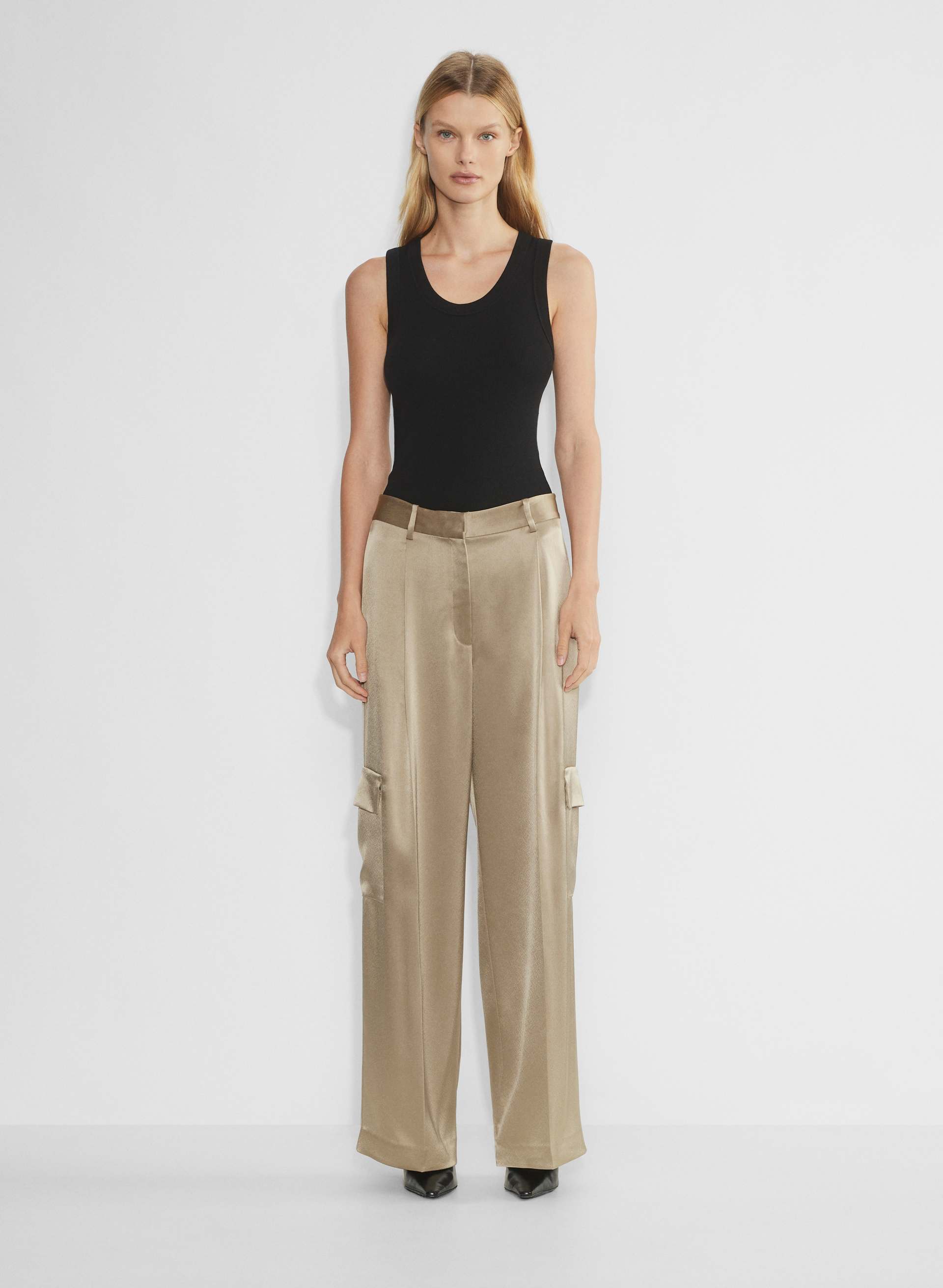 L'Appartement Drape Satin Cargo Pants