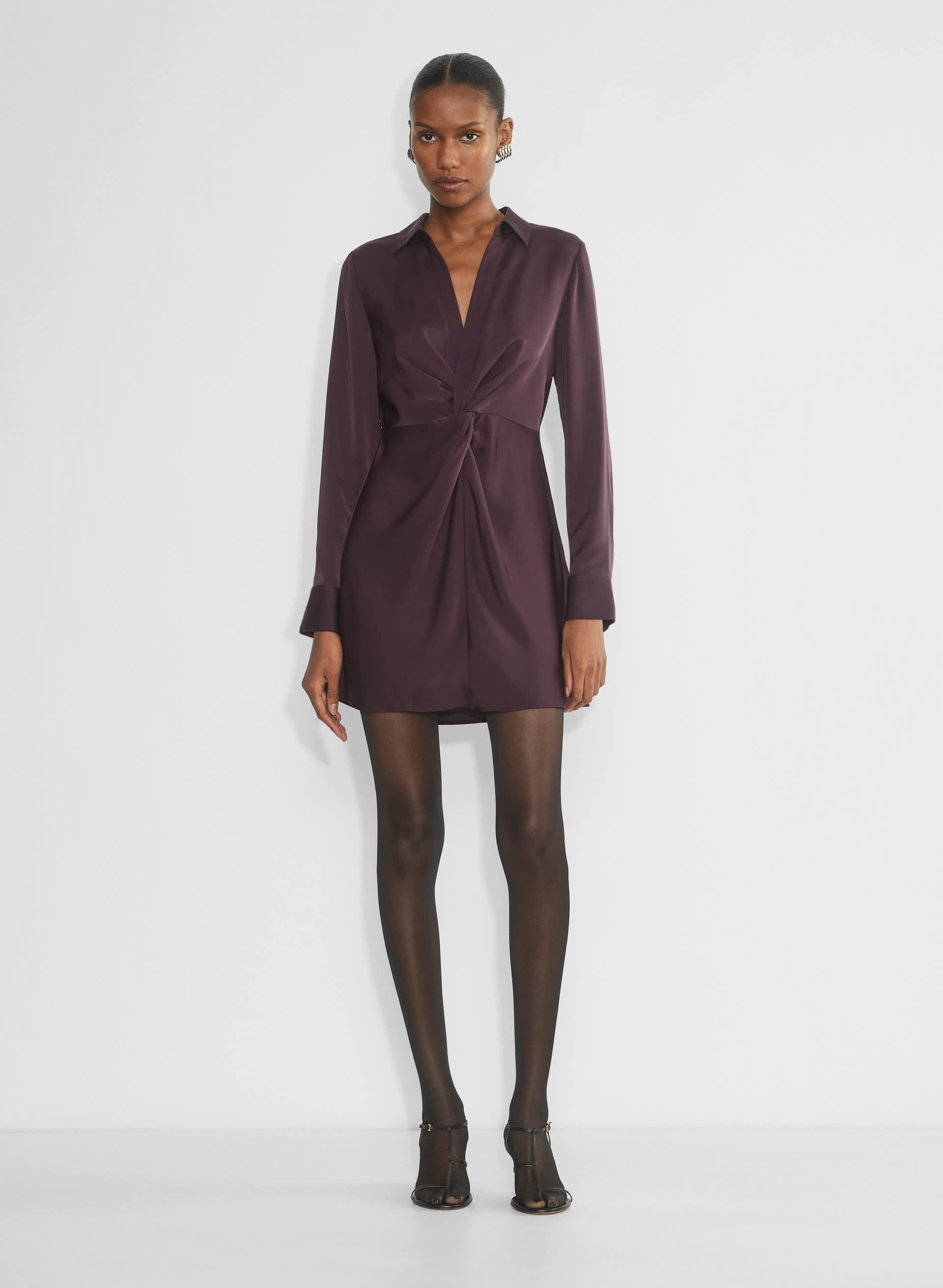 satin mini shirt dress Collaborate Satin Dress