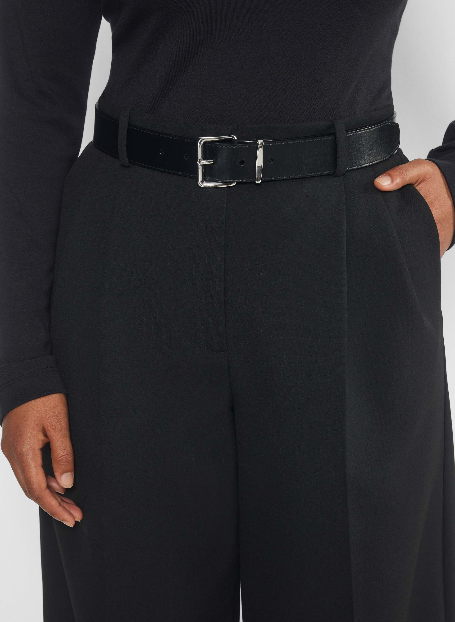 Emblem Solid Brass Leather Wide Belt | Aritzia CA