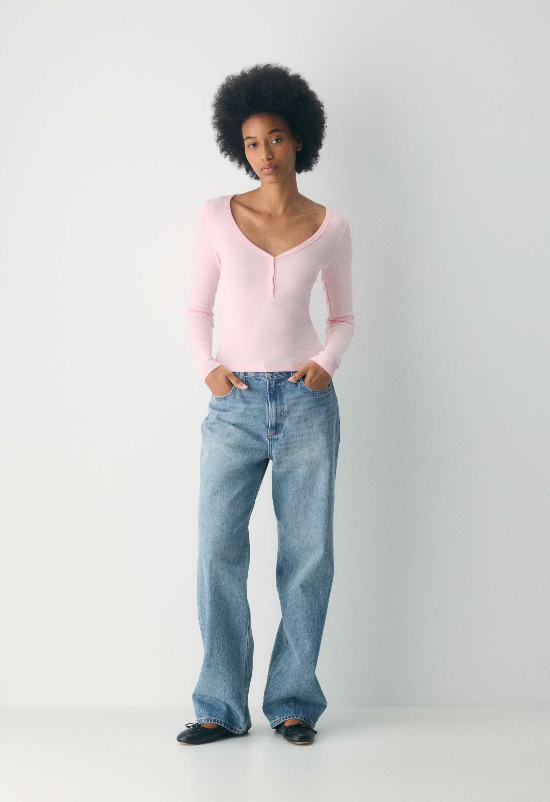 HomeStretch™ Rib Henley Longsleeve | Aritzia US